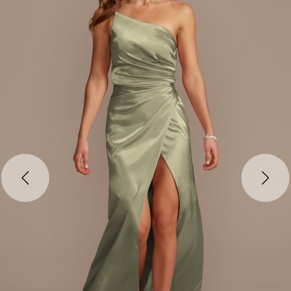 Charmeuse Eucalyptus Green Bridesmaid Gown - Picture 1 of 8